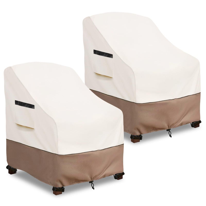 Krismile Patio Chair Covers Waterproof Outdoor Furniture Cover, All-Weather Protection Outdoor Lawn Patio Furniture Covers 2 Pack for 35"" W x 38"" D x 32"" H,Beige - Image 1